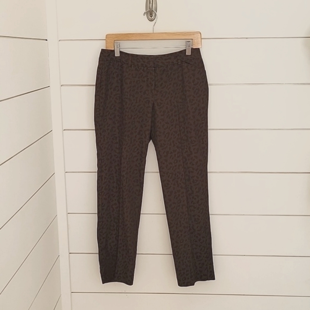 LARRY LEVINE size 6 cropped pants cheetah/leopard print brown and black